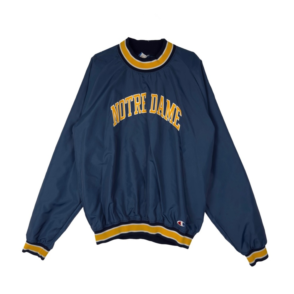 Vintage 90s Champion Notre Dame Football Pullover Nylon Windbreaker Jacket XL
